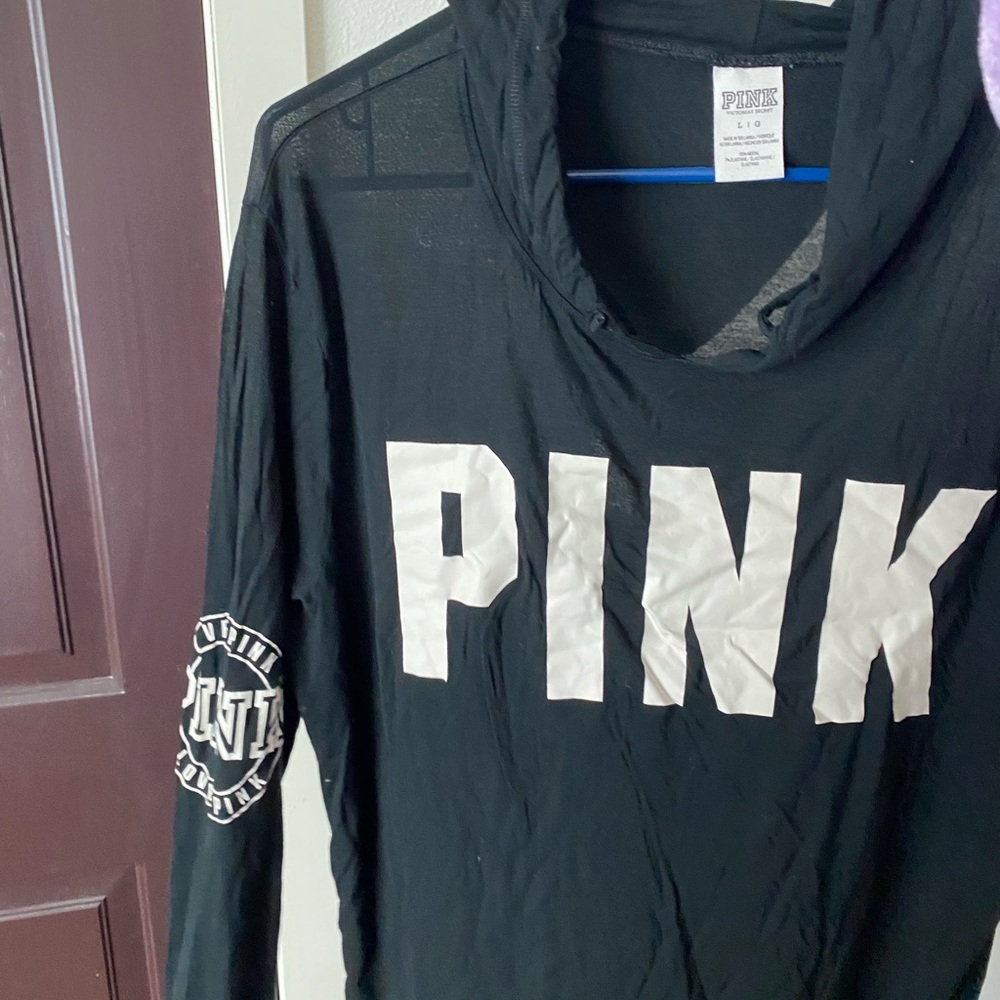 Woman’s PINK summer hoodie long sleeve black